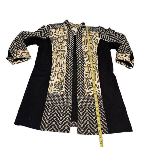 Chico's Open Coat Jacket Women Size 2 Animal Print Tapestry - Picture 6 of 13